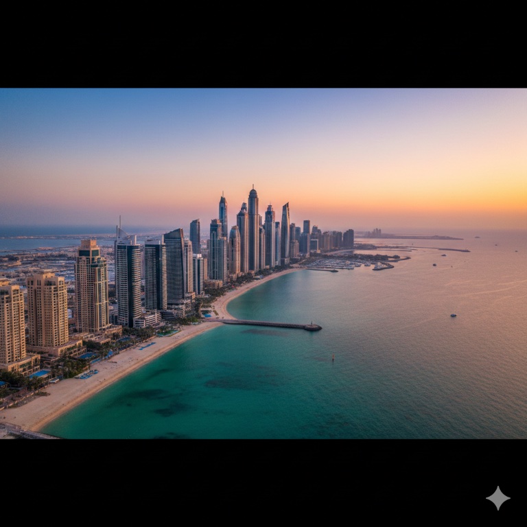 Luxury waterfront residence in Dubai with panoramic skyline views